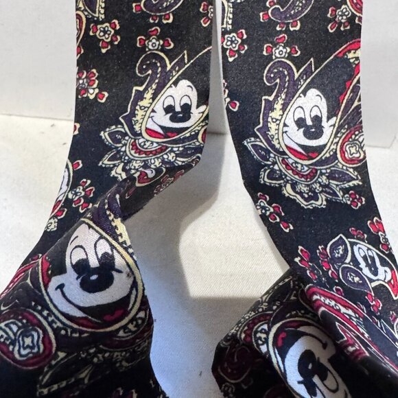 🎩 Rare Vintage Disney Mickey Mouse Paisley 100% Silk Suspenders 🎩 - Picture 3 of 16
